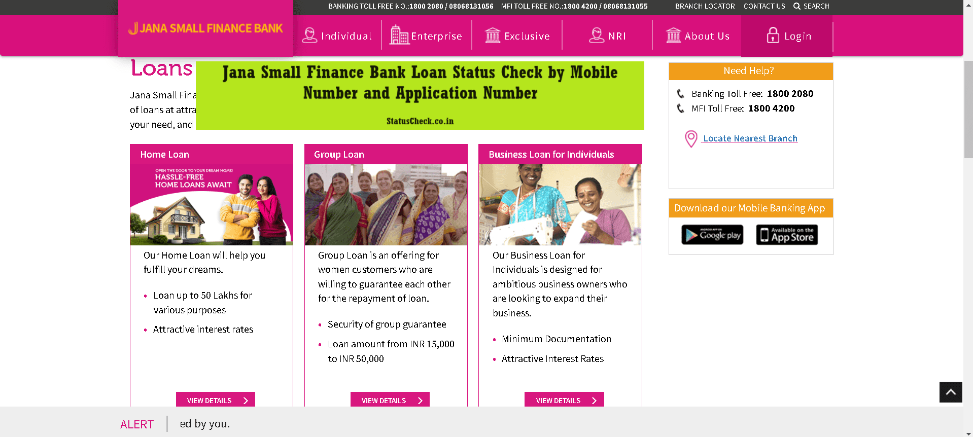 Jana Small Finance Bank Loan Status Check by Mobile Number and Application Number Jana Small Finance Bank Loan Status Check by Mobile Number and Application Number