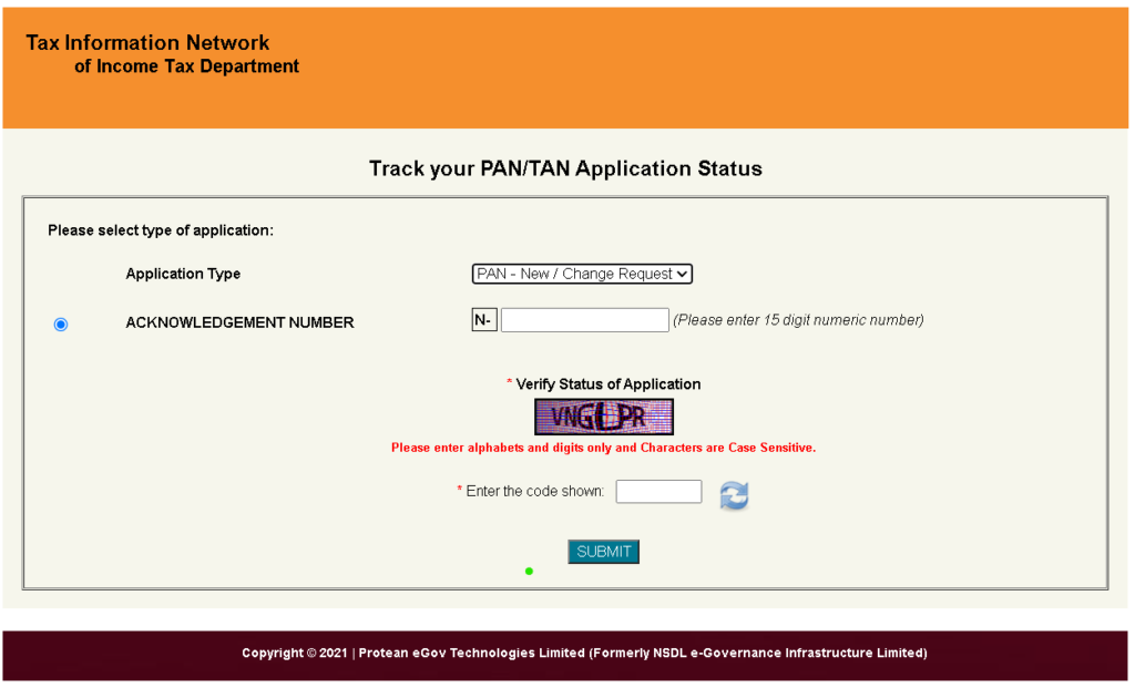 PAN Card Status Check by Mobile Number, Aadhar Number, and Other Available Ways PAN Card Status Check Online Step 2