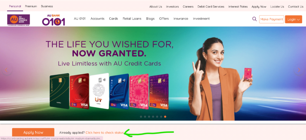 AU Small Finance Bank Credit Card Status Check: Track Your AU Bank CC Application Status Online